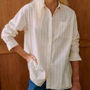 Sezane Max Shirt- Ecru/Navy (US /Fr 44)